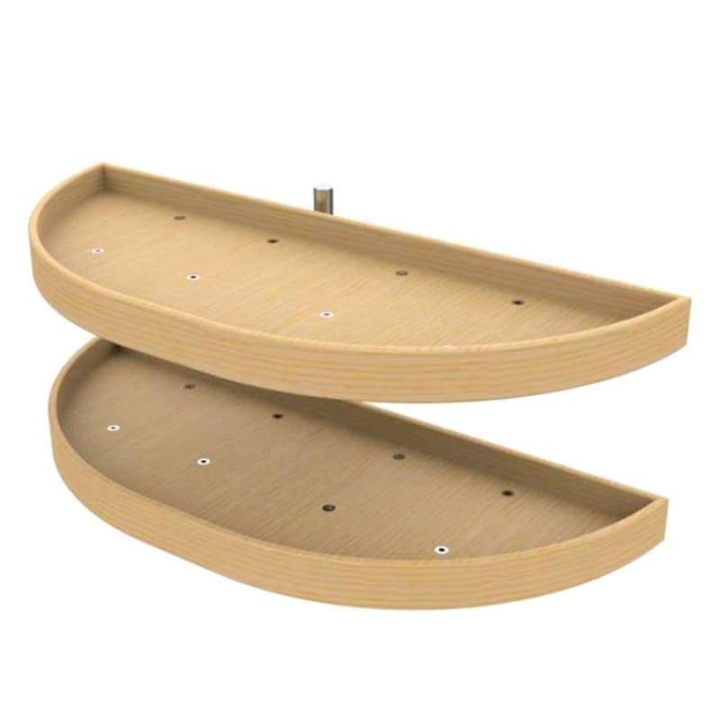 4WLS 35" Half-Moon 2 Tray Wood Lazy Susan