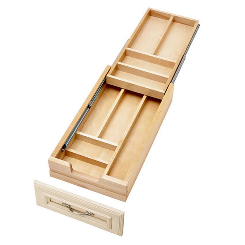 4WTCD 11-1/2" Two Tiered Cutlery Drawer with 5 Compartment, Semi-Gloss