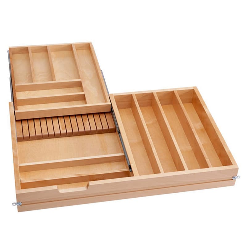 4WTCD 33" Two Tiered Cutlery Drawer with 13 Compartment/1 Knife Block, Semi-Gloss