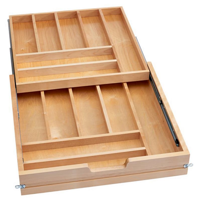 4WTCD 22-1/2" 14-Compartments Two Tiered Cutlery Drawer with Mounting Hardware, Semi-Gloss