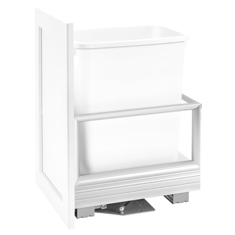 Single 35 QT Bottom-Mount Waste Container Pullout with Reduced Depth, White