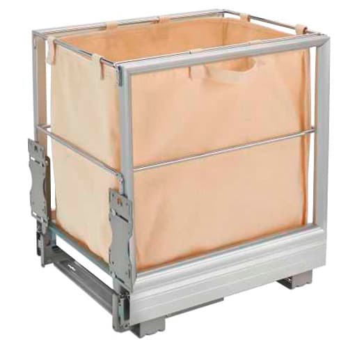 14-9/16" Wide Pull-Out Single Wire Hamper with Canvas Bag, White Finish