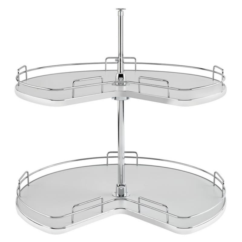 32" Kidney 2 Tray Lazy Susan for Corner Base Cabinets, Gray