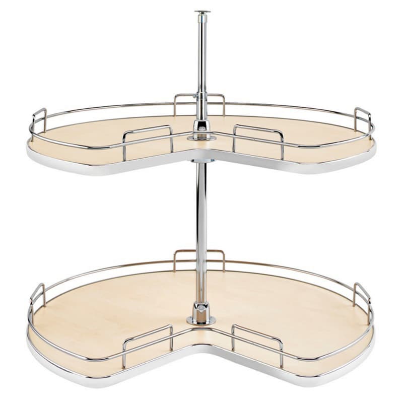 32" Kidney 2 Tray Lazy Susan for Corner Base Cabinets, Natural Maple