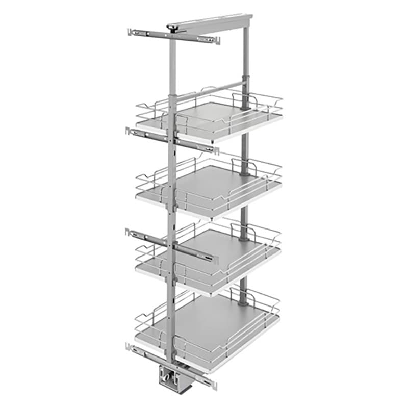 16-1/4" x 50-3/4" 4-Shelf Pullout Pantry with Soft-Closing, Gray
