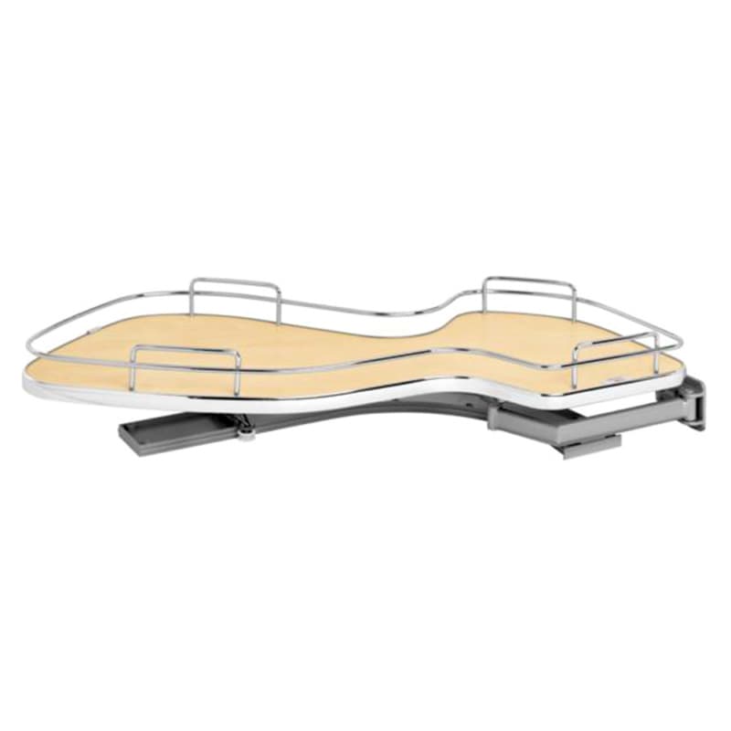 1-Tier Right-Hand The Cloud Blind Corner Cabinet Organizer for 15" Cabinet Opening, Chrome/Maple