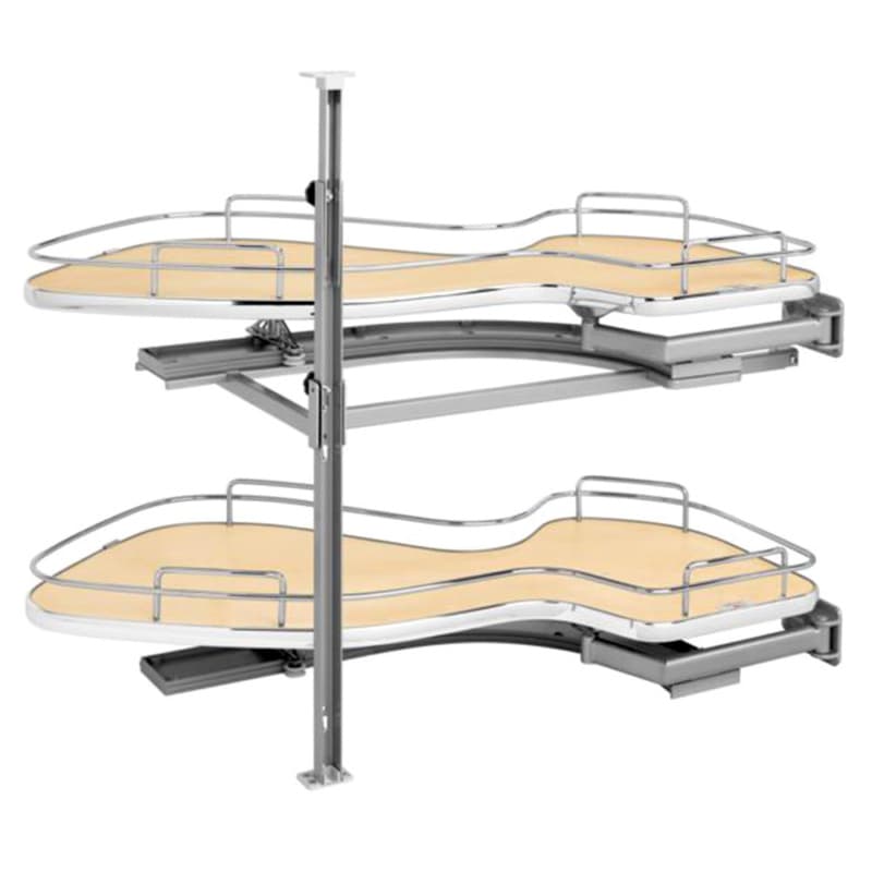 2-Tier Right-Hand The Cloud Blind Corner Cabinet Organizer for 15" Cabinet Opening, Chrome/Maple