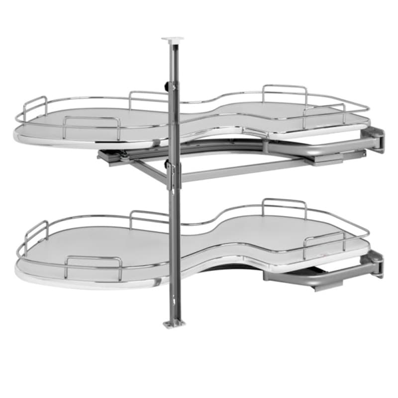 2-Tier Right-Hand The Cloud Blind Corner Cabinet Organizer for 18" Cabinet Opening, Chrome/Gray