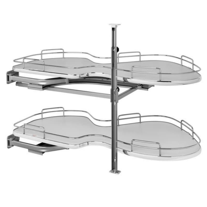 2-Tier Left-Hand The Cloud Blind Corner Cabinet Organizer for 21" Cabinet Opening, Chrome/Gray