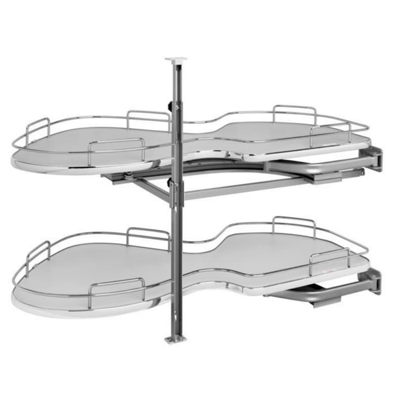 2-Tier Right-Hand The Cloud Blind Corner Cabinet Organizer for 21" Cabinet Opening, Chrome/Gray