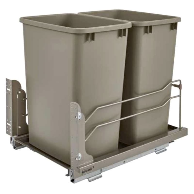 Double 35 QT Under-Mount Waste Container, Soft-Closing for 15" Cabinet Opening, Champagne
