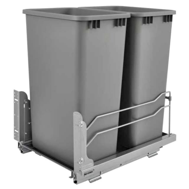 Rev-A-Shelf Corporation Bottom Mount Trash Pullout, 53WC Series, 50 Quart Double Bins, for 14-1/2" Openings