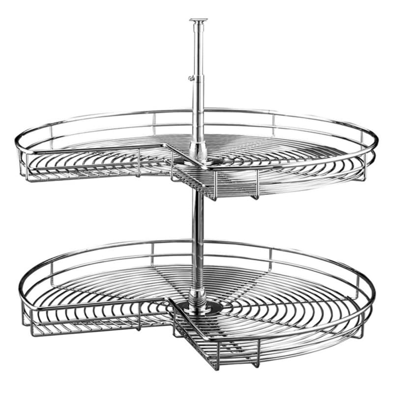 32" Kidney 2 Tray Wire Lazy Susan, Chrome