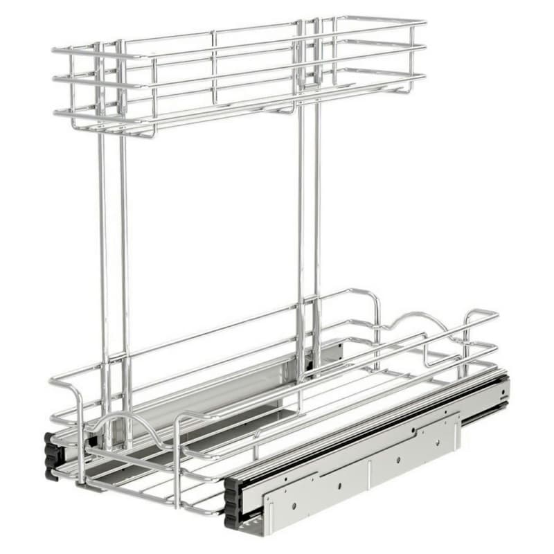 9-1/32" 2-Tier Undersink Steel Wire Pull-Out Container, Silver