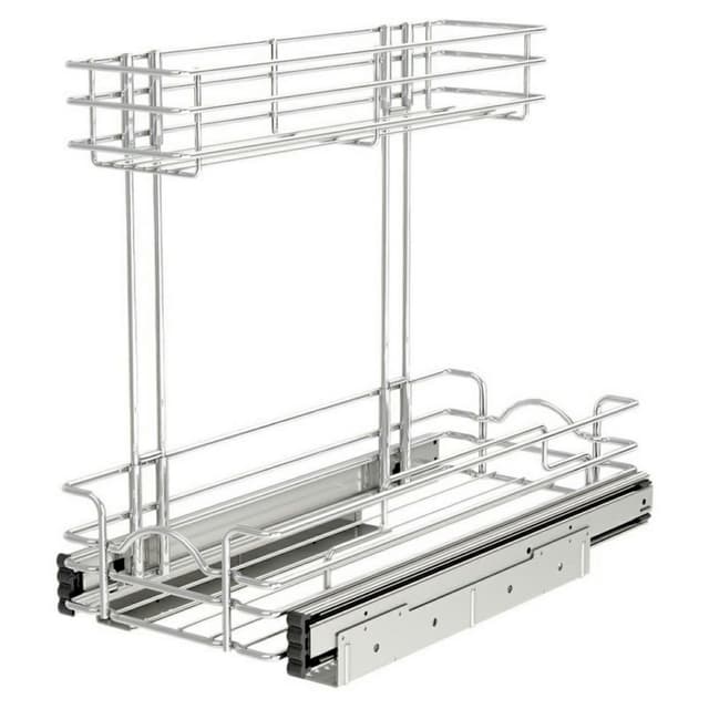 9-1/32" 2-Tier Undersink Steel Wire Pull-Out Container, Silver