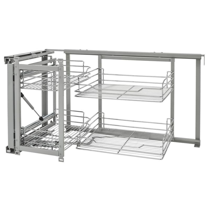 Universal Blind Corner Cabinet Organizer with Soft-Closing for 15" Cabinet Opening, Chrome