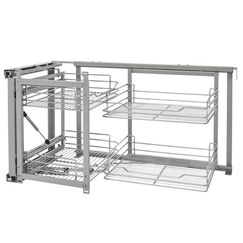 Universal Blind Corner Cabinet Organizer with Soft-Closing for 18" Cabinet Opening, Chrome