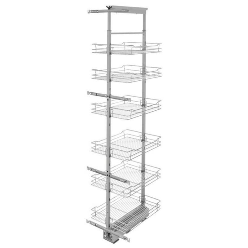 16-1/4" x 73-5/8" 6-Shelf Pullout Pantry with Soft-Closing, Chrome
