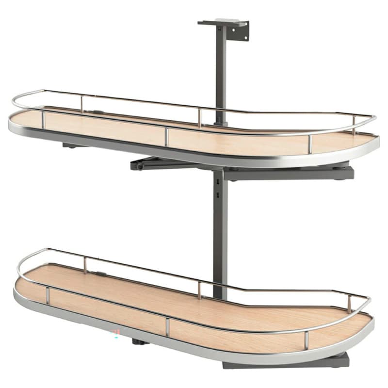 2-Tier Girasolo Left-Hand Blind Corner Pull-Out with Soft-Closing for 12" Cabinet Opening, Light Brown
