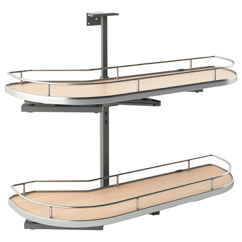 2-Tier Girasolo Right-Hand Blind Corner Pull-Out with Soft-Closing for 12" Cabinet Opening, Light Brown