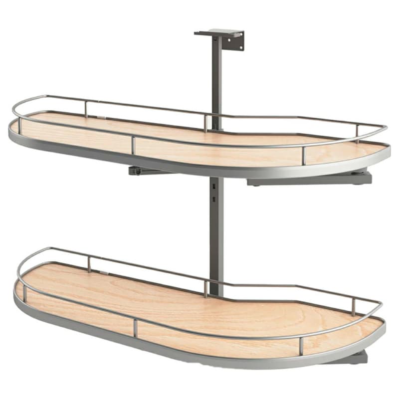 2-Tier Girasolo Left-Hand Blind Corner Pull-Out with Soft-Closing for 15" Cabinet Opening, Light Brown