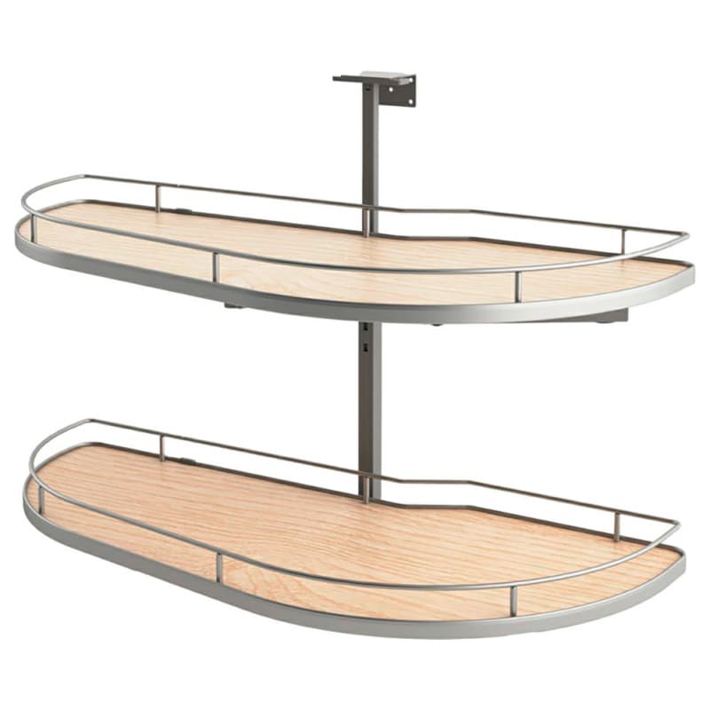 2-Tier Girasolo Left-Hand Blind Corner Pull-Out with Soft-Closing for 18" Cabinet Opening, Light Brown