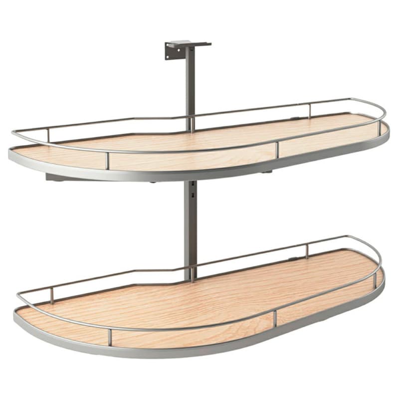 2-Tier Girasolo Right-Hand Blind Corner Pull-Out with Soft-Closing for 18" Cabinet Opening, Light Brown