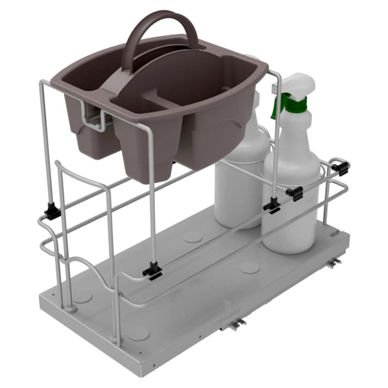 9-1/4" 1-Tier Pullout Cleaning Caddy, Silver