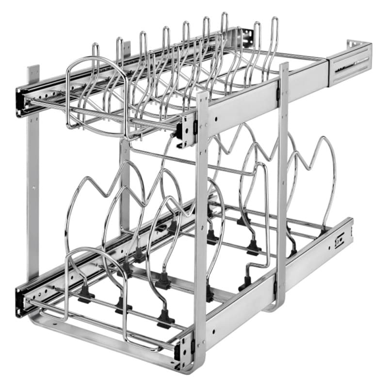 11-3/4" 2-Shelf Cookware Organizer with Soft-Closing, Chrome