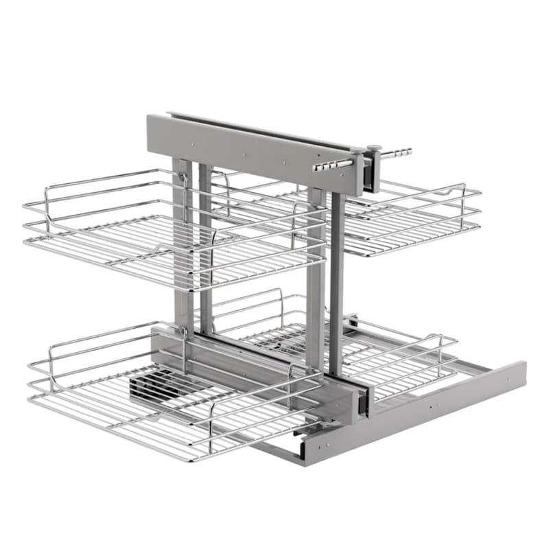 Universal Blind Corner Optimizer with Soft-Closing for 15" Cabinet Opening, Chrome