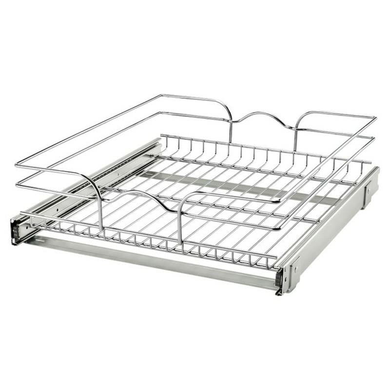 17-1/2 1-Tier Wire Pull-Out Basket with 20 Slides, Chrome