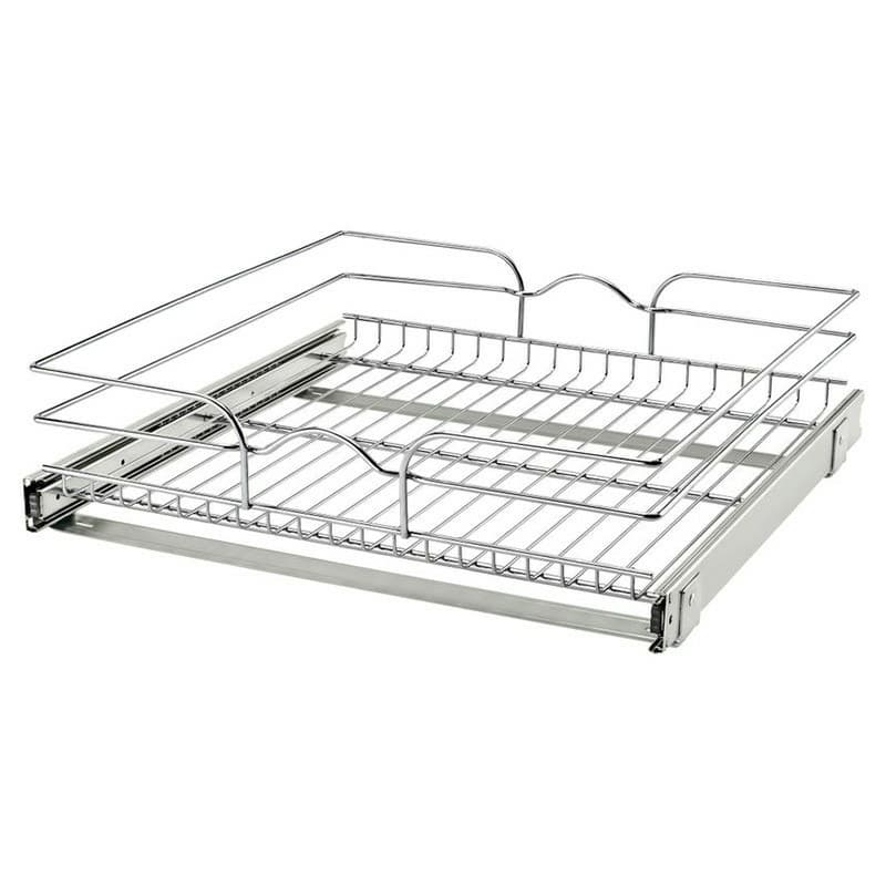 20-1/2 1-Tier Wire Pull-Out Basket with 20 Slides, Chrome