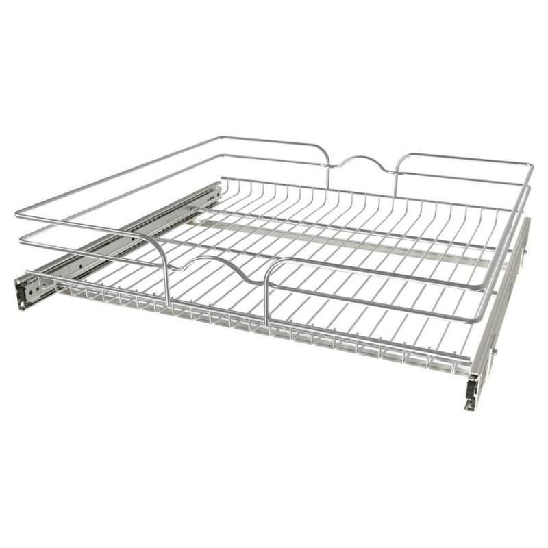 23-1/2 1-Tier Wire Pull-Out Basket with 22 Slides, Chrome