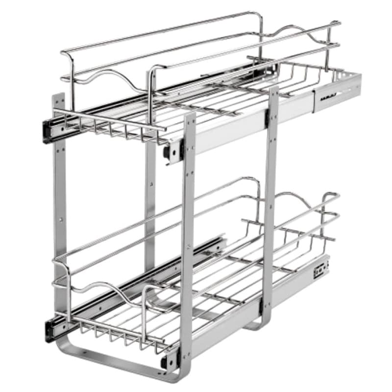 8-3/4" 2-Tier Double Pullout Wire Basket with 18" Slides, Chrome