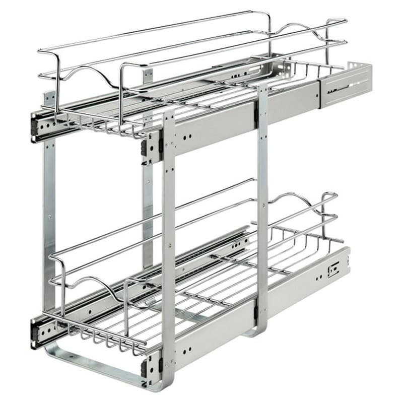8-3/4 2-Tier Wire Pull-Out Basket with 22 Slides, Chrome