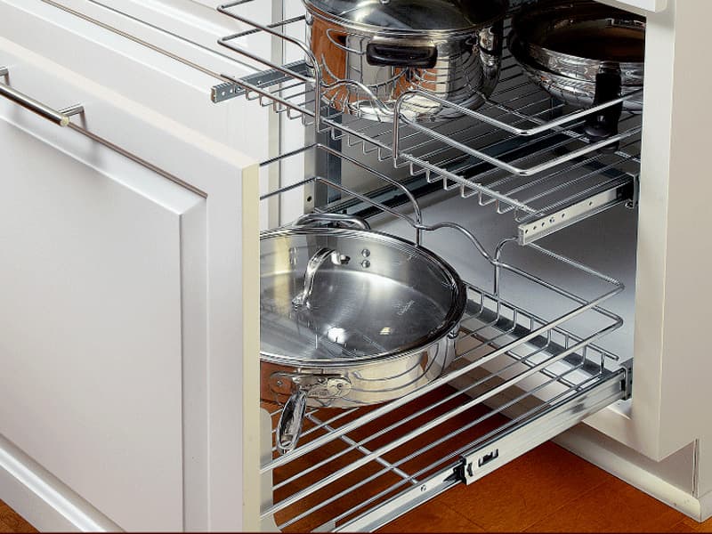 14-3/4" 2-Tier Double Pullout Wire Basket with 22" Slides, Chrome