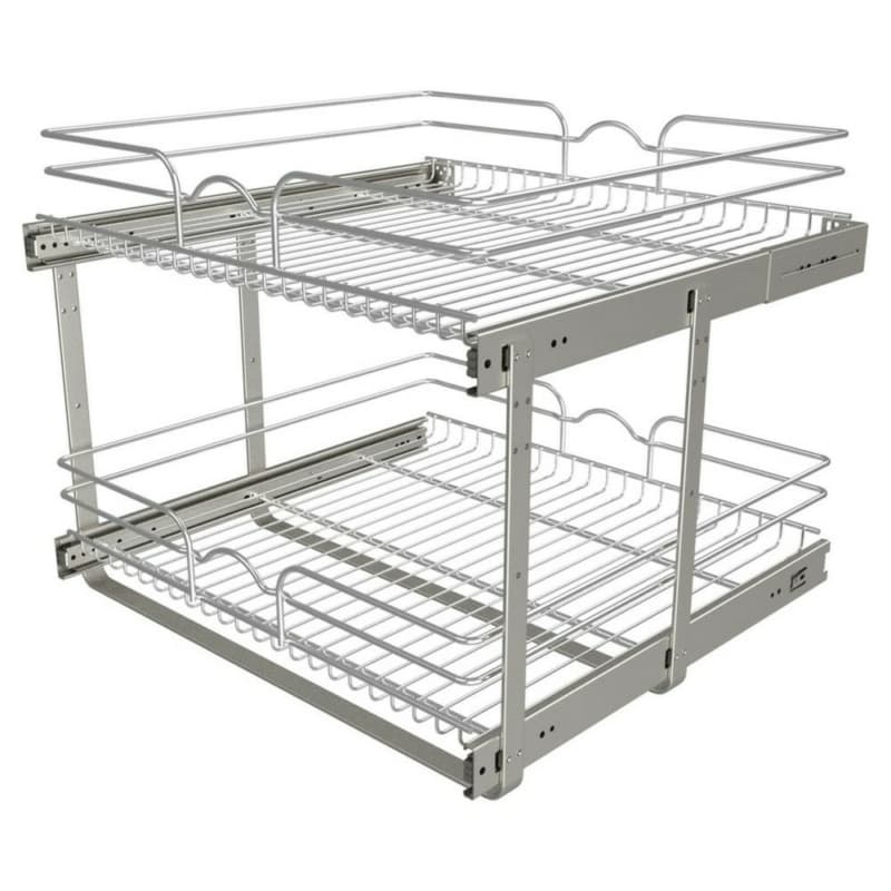 23-3/4 2-Tier Wire Pull-Out Basket with 22 Slides, Chrome