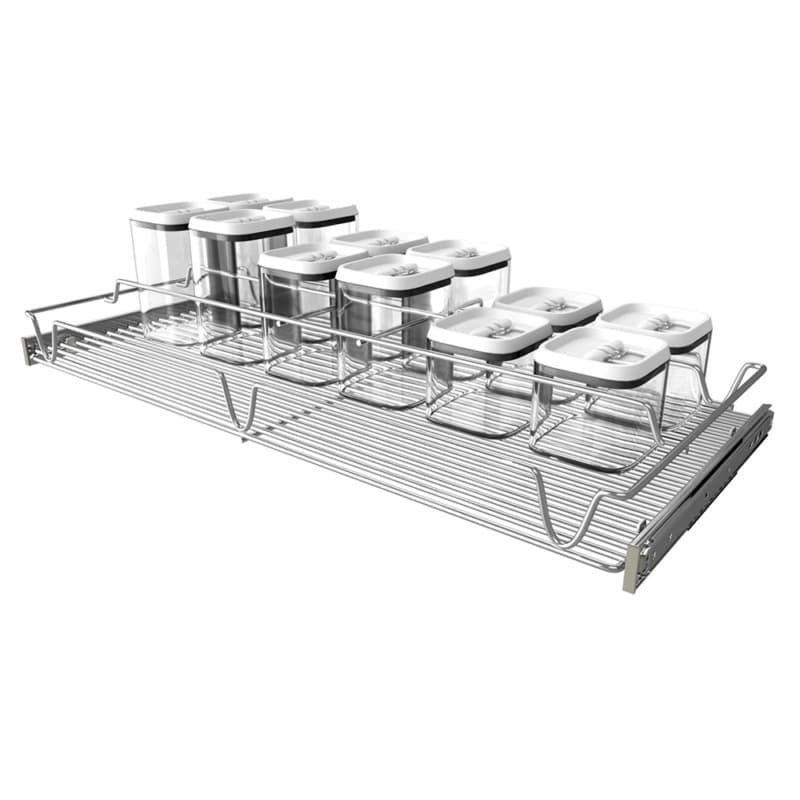 30" Pullout Pantry Container Organizer, Anodized Chrome