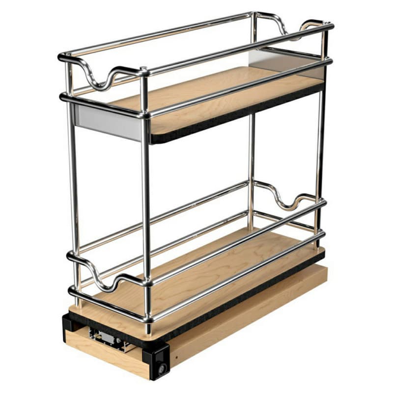 4-13/32" 2-Tier Wide Wire Wall Upright Storage Pull-Out, Polished Chrome