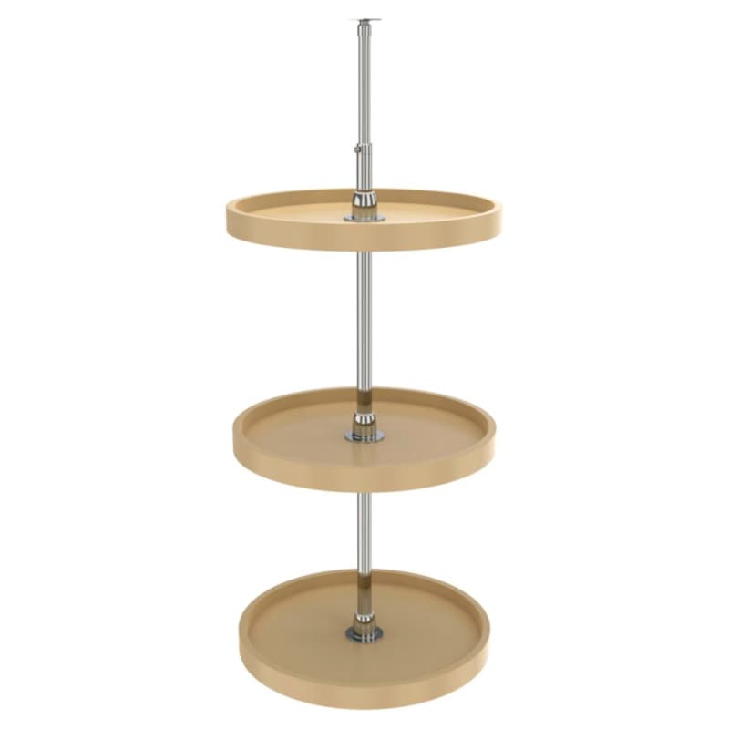 6073 18" Full-Circle 3 Tray Lazy Susan, Almond