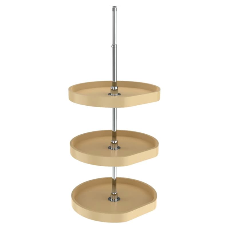 6273 20" D-Shape 3 Tray Lazy Susan, Almond