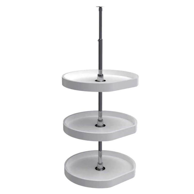 6273 20" D-Shape 3 Tray Lazy Susan, White