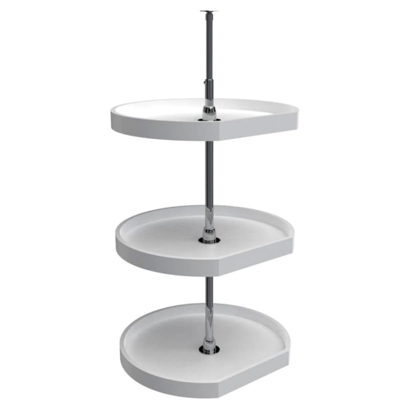 22" D-Shape 3 Tray Lazy Susan, White
