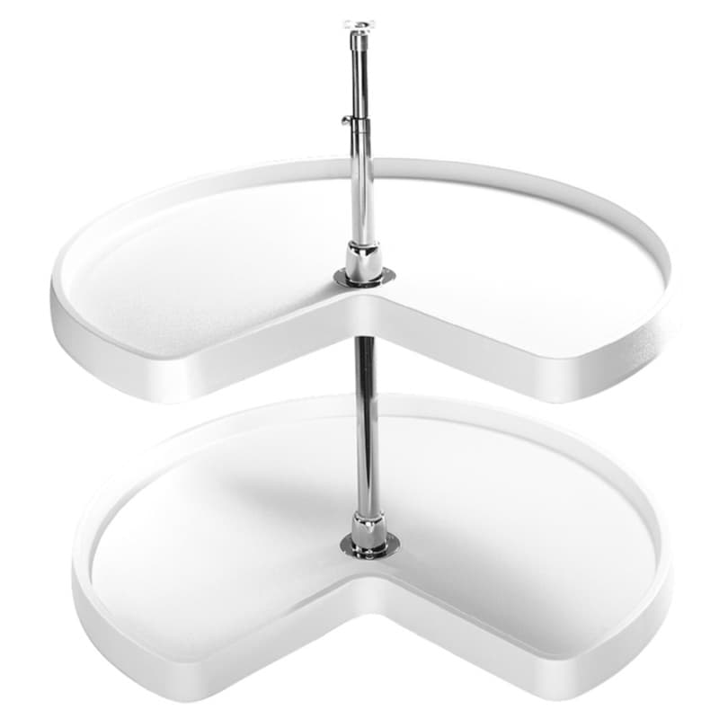 6472 32" Kidney 2 Tray Lazy Susan, White, Bulk Pack of 6