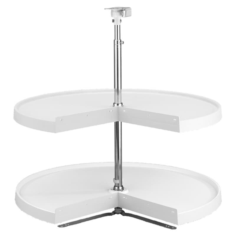 6942 28" Kidney 2 Tray Lazy Susan, White, Bulk (6 Sets)