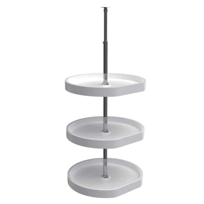 7013 20" D-Shape 3 Tray Lazy Susan, White