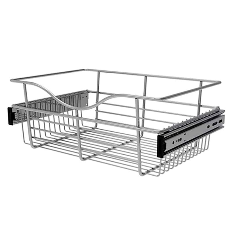 7" x 12" x 18" Wide Heavy-Gauge Pull-Out Wire Closet Basket, Chrome Finish