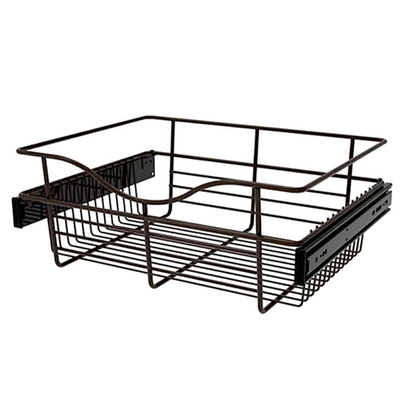 7" x 14" x 18" Wide Heavy-Gauge Pull-Out Wire Basket, Oil-Rubbed Bronze Finish
