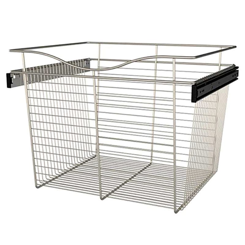 18" x 20" x 24" Wide Heavy-Gauge Pull-Out Wire Basket, Satin Nickel Finish