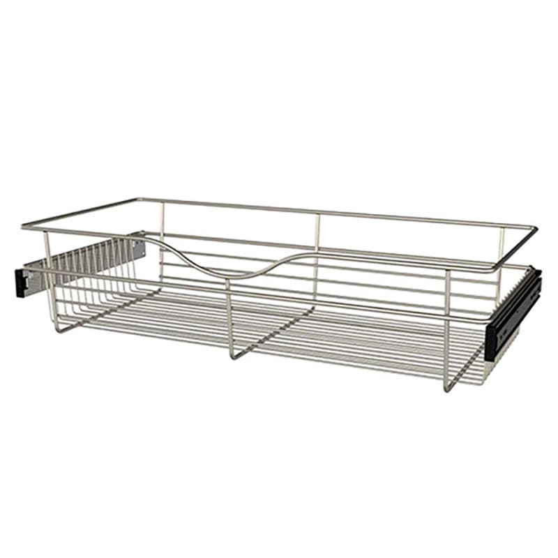 7" x 14" x 30" Wide Heavy-Gauge Pull-Out Wire Basket, Satin Nickel Finish
